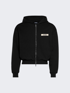 Gros Grain Zip Hoodie Black