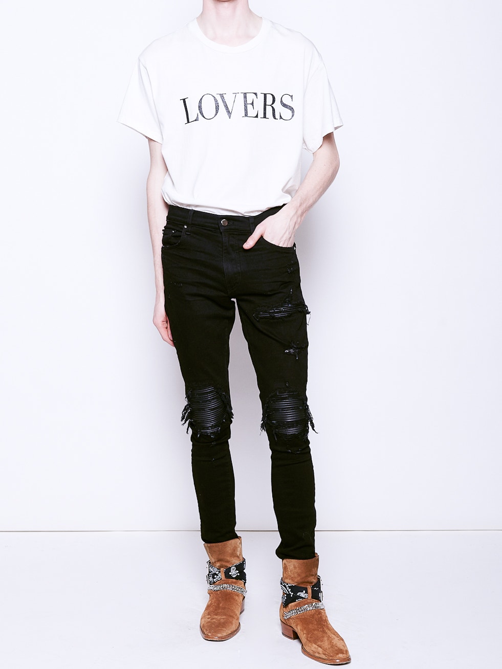 Mx1 Leather Patch Jeans Black | The Webster Mx1 Leather Patch Jeans Black | The Webster