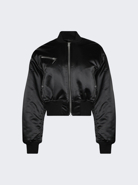 Cropped Nylon Bomber Black