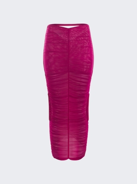 Ruched Mesh Skirt Magenta