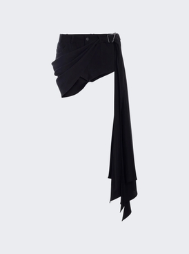 Draped Spiral Denim Shorts