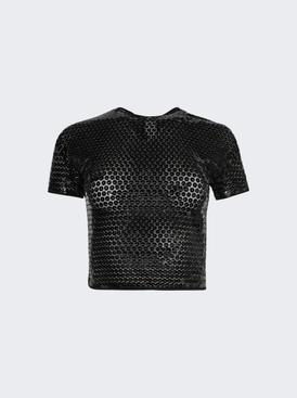 Shiny Sequin Crop Top Black