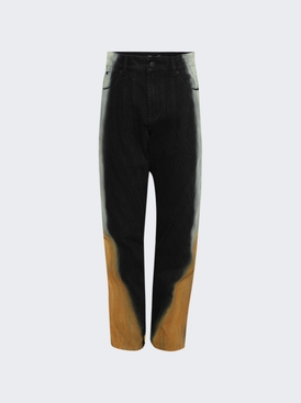 Gradient- Effect Flared Jeans Black And Orange Pistachio