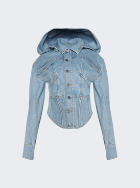 Corseted Denim Jacket Light Blue