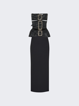 Leather And Viscose Buckle Dress Black