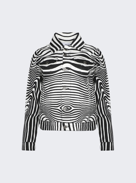 Body Morphing Printed Denim Jacket Black And White