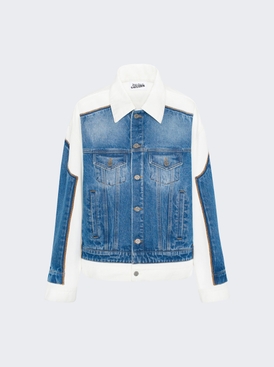 Contrast Denim Jacket White And Blue