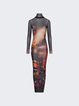 Mesh Turtleneck Long Dress