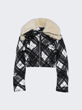 Heavy Nylon Aviator Coat With Double Shearling Collar