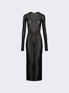 Mesh Long Flocked Dress