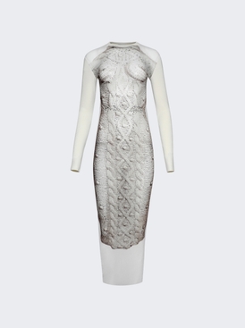Mesh Long Dress With Knitted Sleeves