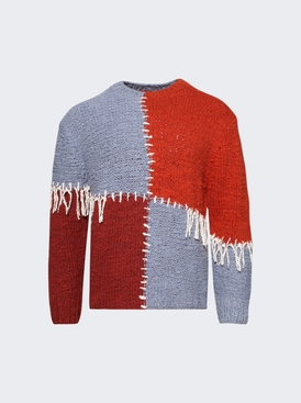 Patchwork Boucle Crew Sweater Earth Multicolor