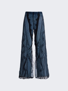 Encased Lace Denim Jean Indigo And Black