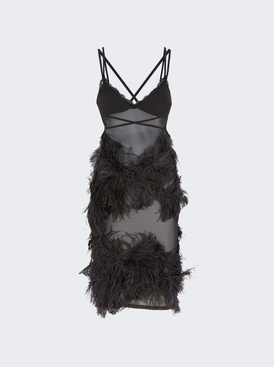Midi Feather Dress Black