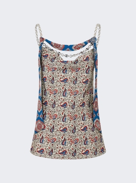Satin Tank Top Paisley Bandana Print