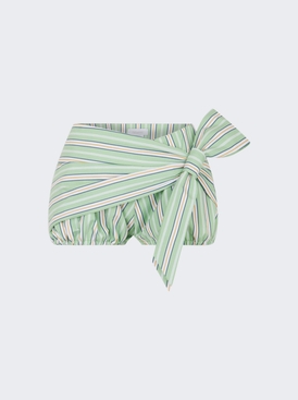 Striped Poplin Shorts Green And Mustard