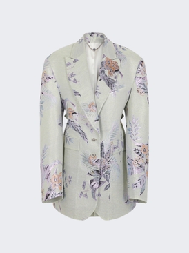 Metallic Floral Brocade Blazer Hawaii And Green