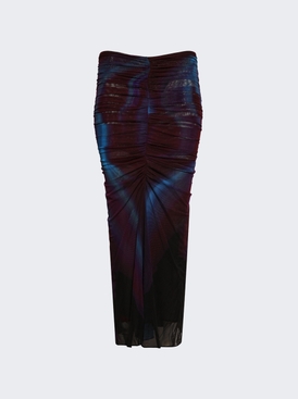 Floral Print Mesh Skirt Blue And Red