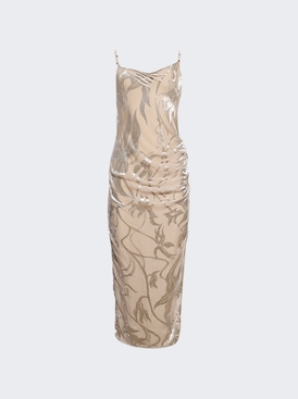 Asymmetrical Buckled Strap Dress Champagne
