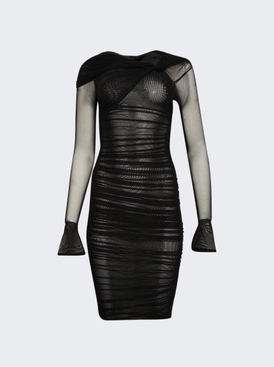 Off The Shoulder Ruched Dress Black