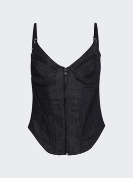 Corset Denim Top Raw Blue And Black
