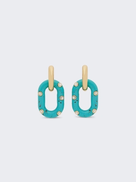 Xl Link Oversized Palm Spring Earrings Gold And Turquoise
