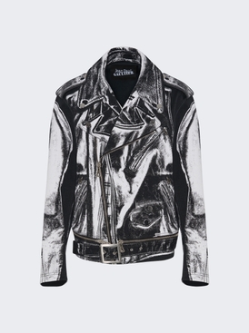 Trompe-l’oeil Perfecto Cotton Canvas Jacket Black And White