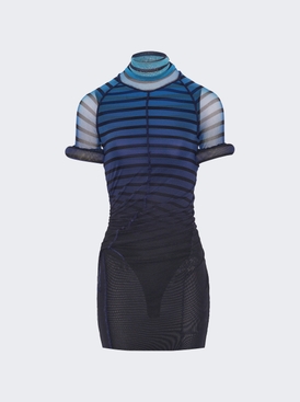 Mesh 3d Short Dress Blue