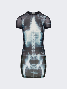 Squeletor Printed Mesh Short Dress Black And Navy