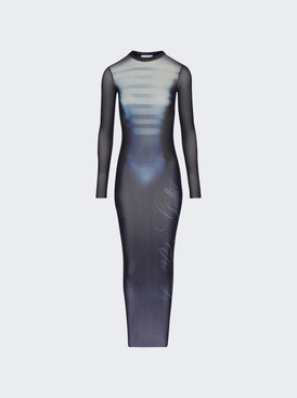 Le Male Printed Mesh Crew Neck Long Dress Navy