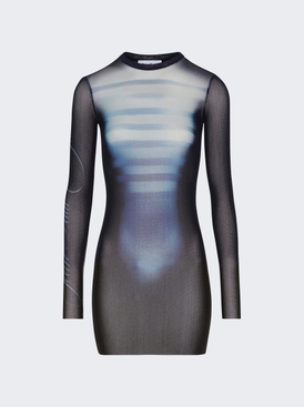 Le Male Printed Mesh Crew Neck Short Dress Navy