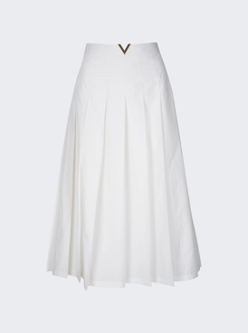 Compact Poplin Midi Skirt White