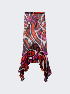 Marmo-Print Silk Skirt Multicolor