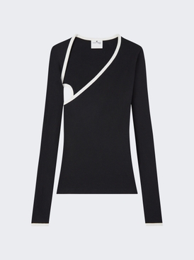 Slash Contrast Top Black And Heritage White