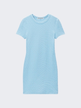 Crew Neck Short Sleeve Mini Dress Sky Blue