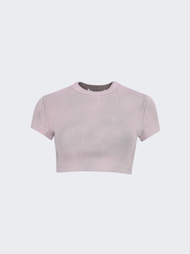 Cropped Short Sleeve Top With Embossed Logo