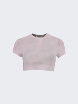 Cropped Short Sleeve Top With Embossed Logo Washed Pink