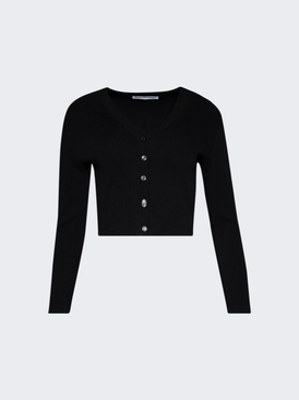 Logo Embossed Cropped Cardigan Black