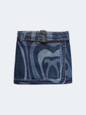 Marmo-print Miniskirt Denim