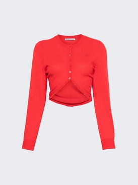 Cardigan With Split Hem Fiery Red