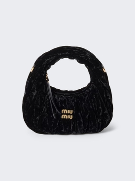 Wander Velvet Mini Hobo Bag Black