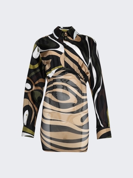 Marmo Print Long Sleeves Khaki