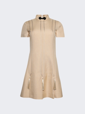 Embroidered Woven Mini Dress With Tassels Birch