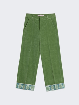 Washed Velvet Trousers Laurel Green