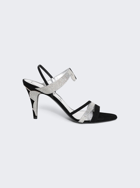 L'une Et L'autre Suede Sandal Black And Silver Crystal