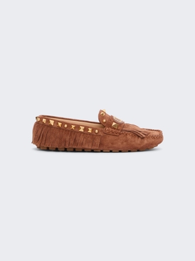 Plaster Caster Driver Loafer With Fringe Copper Brown