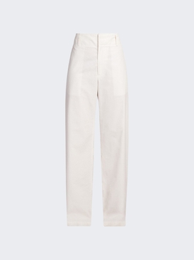 Compact Cotton Straight-Leg Trousers String White
