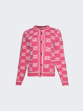 Gg Wool Bouclé Jacquard Cardigan Balloon Pink