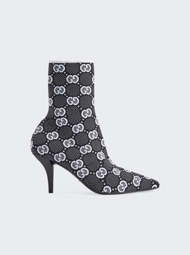 GG Knit Ankle Boots Black and Great White