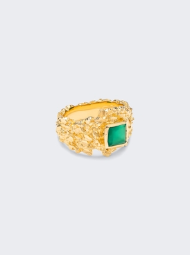 Gold Hammered Gemstone Ring